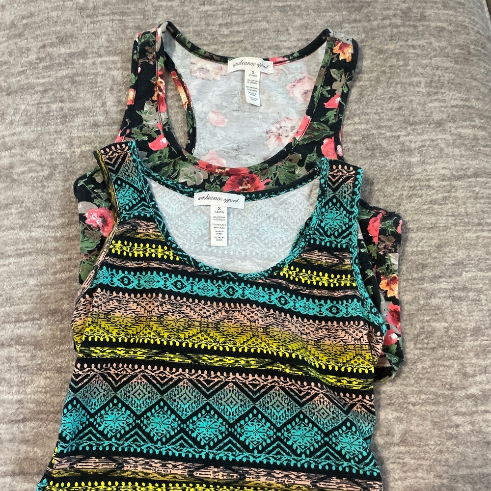 Two colorful tanktops